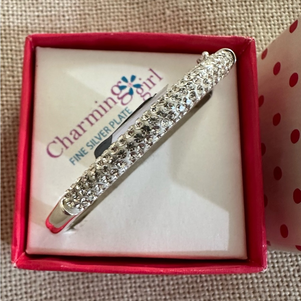 Silver Plated Crystal Bangle - image 1
